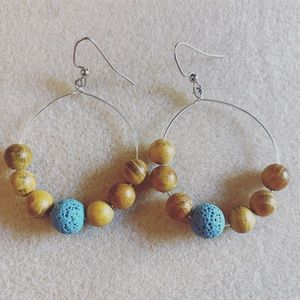 Wood beads with Turquise